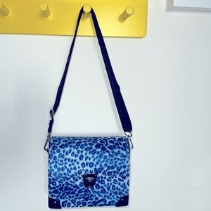 Dollskill- Never worn- mini crossbody trunk bag with sassy blue leopard print